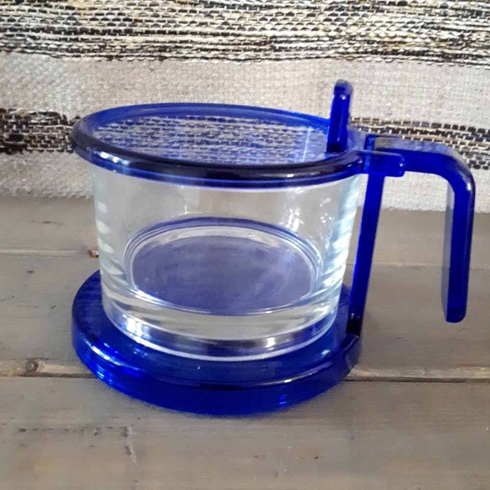 Vintage Guzzini Glass and Acrylic Flip Top Sugar Bowl